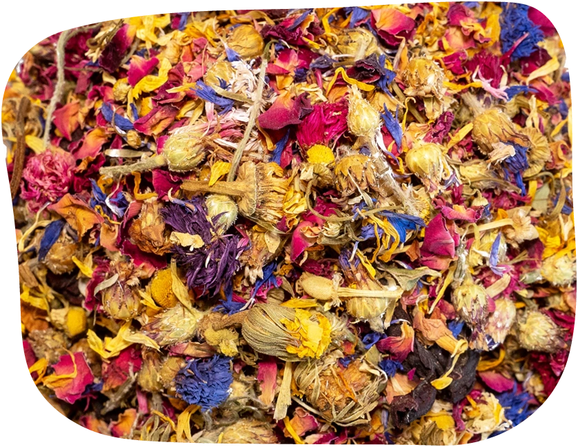 flower power megamix is a blend of dried flowers for your pet from The Hay Shed